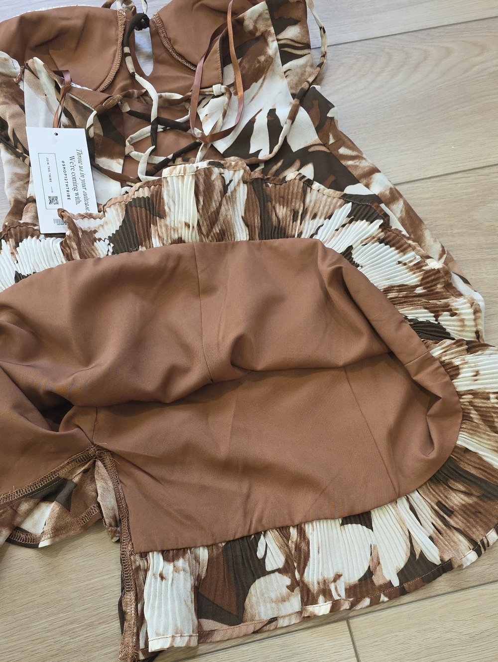 12th Tribe Belle Mocha Floral Mini Dress Size SS - Picture 14 of 14